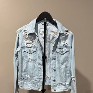 Forever 21 Light Blue Distressed Jean Jacket